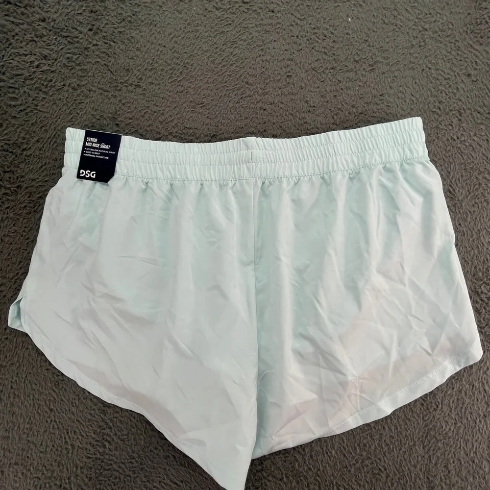 DSG Womens Stride Cyan Glass Mid‎ Rise Running Shorts Built In Brief XL